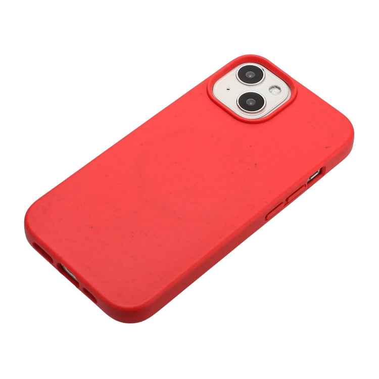 For iPhone 15 Plus Wheat MagSafe Magnetic Straw Material + TPU Phone Case(Red) - iPhone 15 Plus Cases by PMC TechLife | Online Shopping South Africa | PMC TechLife