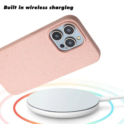 For iPhone 12 Pro Max Wheat MagSafe Magnetic Straw Material + TPU Phone Case(Pink) - iPhone 12 Pro Max Cases by PMC Jewellery | Online Shopping South Africa | PMC Jewellery