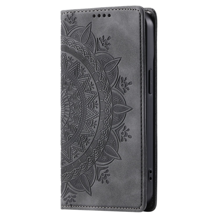 For iPhone 16 Totem Embossed Magnetic Leather Phone Case(Grey) - iPhone 16 Cases by PMC TechLife | Online Shopping South Africa | PMC TechLife | Buy Now Pay Later Mobicred
