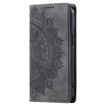 For iPhone 16 Totem Embossed Magnetic Leather Phone Case(Grey) - iPhone 16 Cases by PMC Jewellery | Online Shopping South Africa | PMC Jewellery | Buy Now Pay Later Mobicred