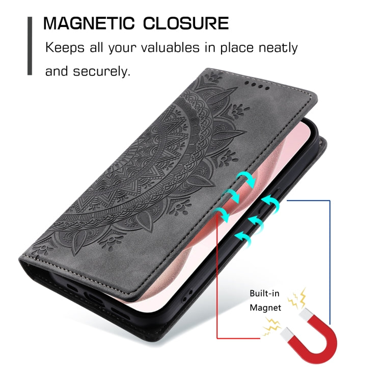 For iPhone 16 Totem Embossed Magnetic Leather Phone Case(Grey) - iPhone 16 Cases by PMC Jewellery | Online Shopping South Africa | PMC Jewellery | Buy Now Pay Later Mobicred