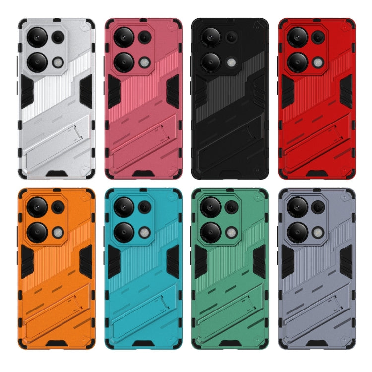 For Xiaomi Redmi Note 13 Pro 4G Global Punk Armor 2 in 1 PC + TPU Phone Case with Holder(Light Red) - free shipping - PMC TechLife - Order now!
