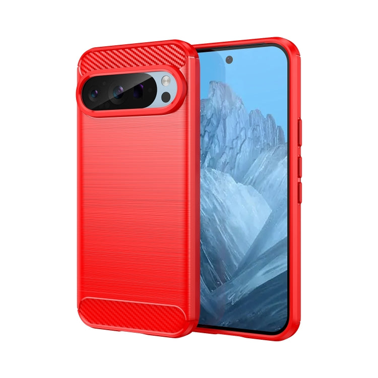 For Google Pixel 9 Carbon Fiber Brushed Texture TPU Phone Case(Red) - Google Cases by PMC TechLife | Online Shopping South Africa | PMC TechLife | Buy Now Pay Later Mobicred