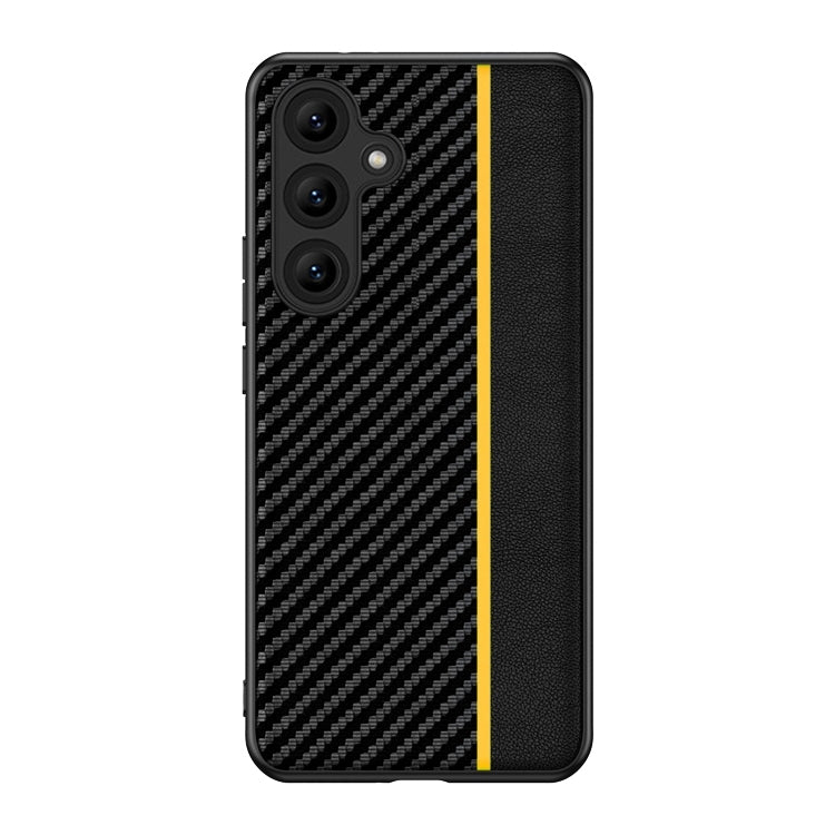 For Samsung Galaxy S25 5G Ultra-thin Carbon Fiber Texture Splicing Phone Case(Yellow) - Galaxy S25 5G Cases by PMC Jewellery | Online Shopping South Africa | PMC Jewellery | Buy Now Pay Later Mobicred