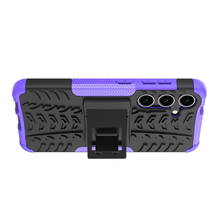 For Samsung Galaxy S24 5G Tire Texture TPU + PC Phone Case with Holder(Purple) - Galaxy S24 5G Cases by PMC Jewellery | Online Shopping South Africa | PMC Jewellery