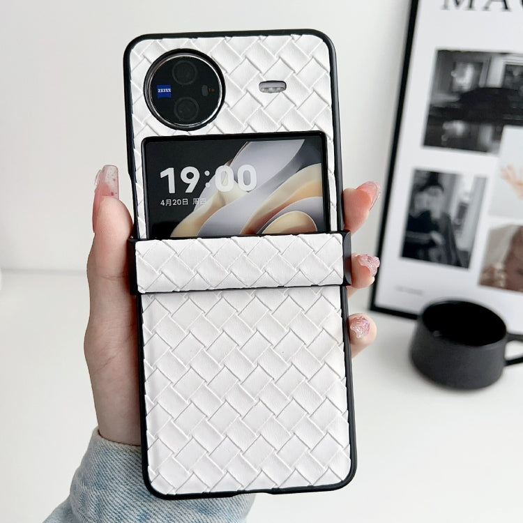 For vivo X Flip Three-piece Set Woven Texture Folding PU Phone Case(White) - vivo Cases by PMC TechLife | Online Shopping South Africa | PMC TechLife