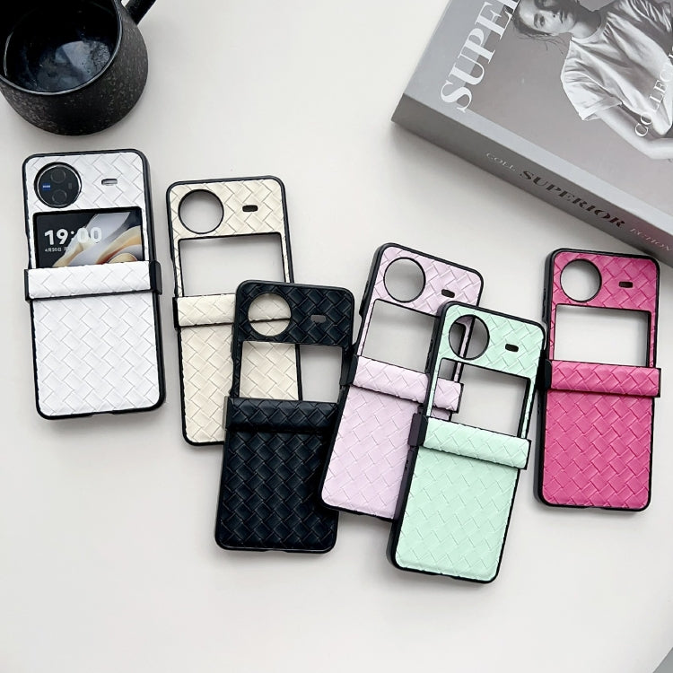 For vivo X Flip Three-piece Set Woven Texture Folding PU Phone Case(White) - vivo Cases by PMC TechLife | Online Shopping South Africa | PMC TechLife