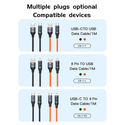 TOTU CB-7-L 15W USB to 8 Pin Digital Display Fast Charging Silicone Cable, Length: 1m(Black) - Normal Style Cable by TOTUDESIGN | Online Shopping South Africa | PMC Jewellery | Buy Now Pay Later Mobicred