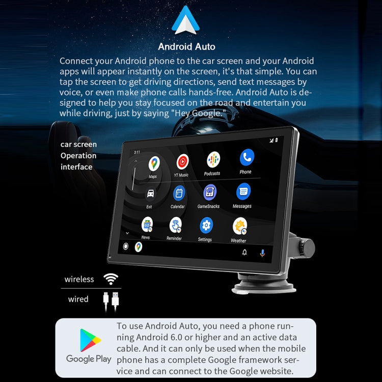 B5305 9 inch Portable Car MP5 Player Support CarPlay / Android Auto(Black) - Car MP3 & MP4 & MP5 by PMC TechLife | Online Shopping South Africa | PMC TechLife | Buy Now Pay Later Mobicred