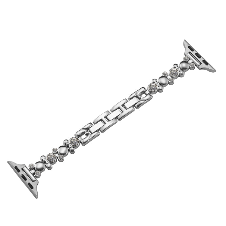 For Apple Watch Series 9 45mm Metal Diamond Bear Chain Watch Band(Silver) - free shipping - PMc TechLife - Order now!
