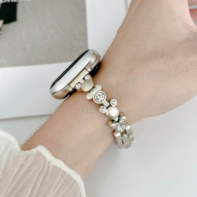 For Apple Watch Series 2 42mm Metal Diamond Bear Chain Watch Band(Starlight) - Watch Bands by PMC TechLife | Online Shopping South Africa | PMC TechLife