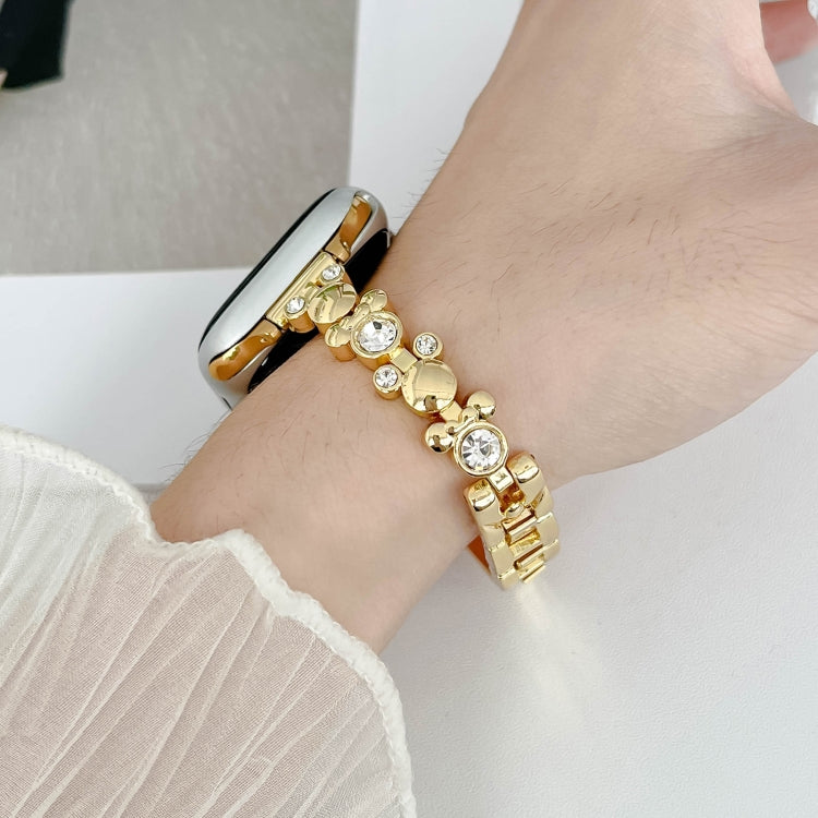 For Apple Watch 42mm Metal Diamond Bear Chain Watch Band(Gold) - free shipping - PMc TechLife - Order now!