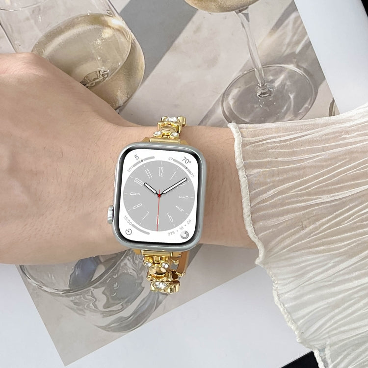 For Apple Watch Ultra 49mm Metal Diamond Bear Chain Watch Band(Starlight) - Watch Bands by PMC TechLife | Online Shopping South Africa | PMC TechLife