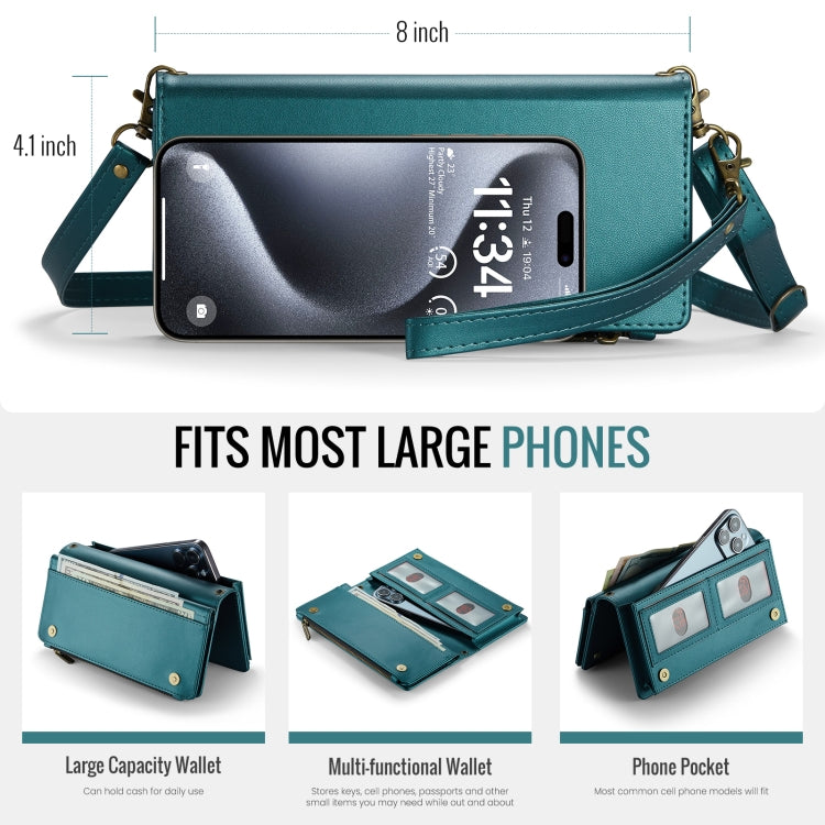 CaseMe ME10 Universal Wallet Phone Case with Lanyard(Green) - Universal Leather Case by CaseMe | Online Shopping South Africa | PMC Jewellery | Buy Now Pay Later Mobicred