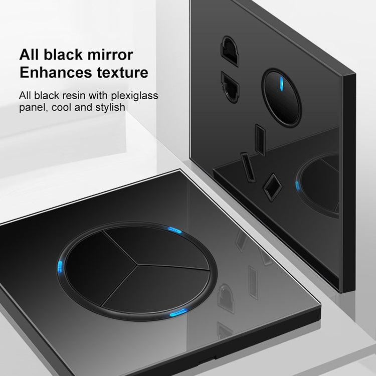 86mm Round LED Tempered Glass Switch Panel, Black Round Glass, Style:Four Billing Control -  by PMC Jewellery | Online Shopping South Africa | PMC Jewellery | Buy Now Pay Later Mobicred