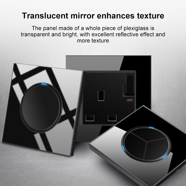 86mm Round LED Tempered Glass Switch Panel, Black Round Glass, Style:Four Open Dual Control -  by PMC Jewellery | Online Shopping South Africa | PMC Jewellery | Buy Now Pay Later Mobicred