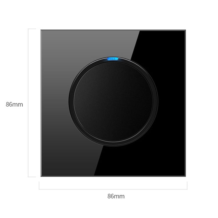 86mm Round LED Tempered Glass Switch Panel, Black Round Glass, Style:Telephone-Computer Socket -  by PMC Jewellery | Online Shopping South Africa | PMC Jewellery | Buy Now Pay Later Mobicred