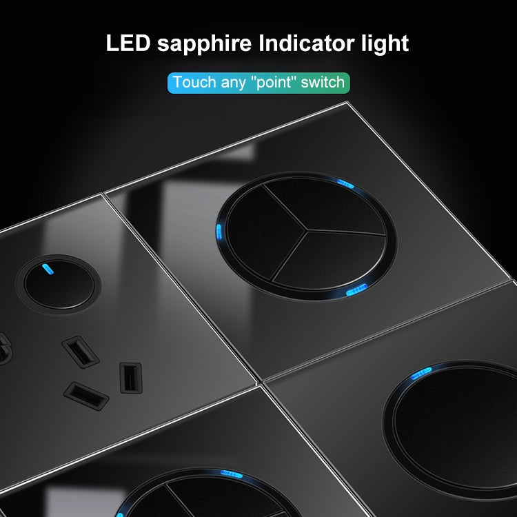86mm Round LED Tempered Glass Switch Panel, Black Round Glass, Style:Telephone-Computer Socket -  by PMC Jewellery | Online Shopping South Africa | PMC Jewellery | Buy Now Pay Later Mobicred