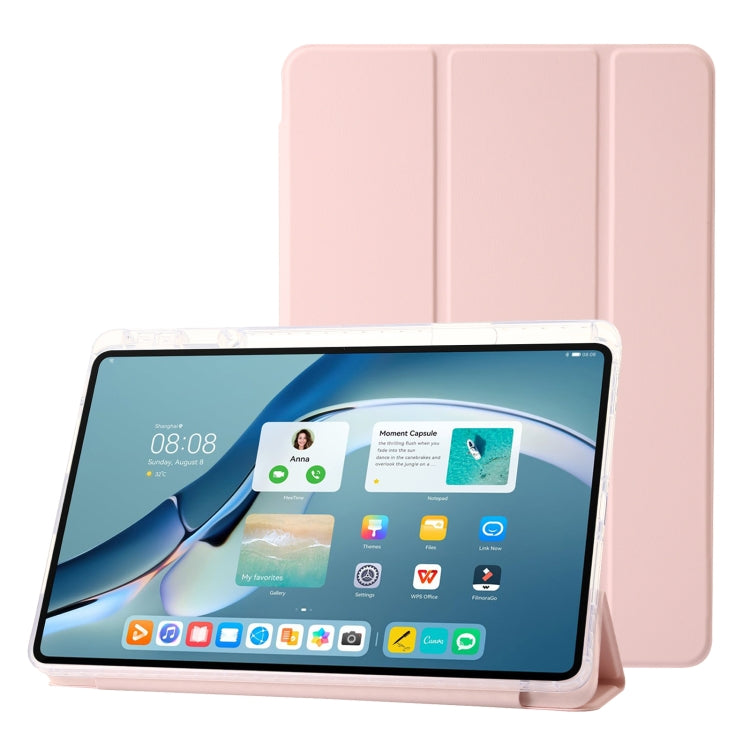 For Huawei MatePad Pro 13.2 2023 Clear Acrylic 3-Fold Leather Tablet Case(Pink) - Huawei by PMC TechLife | Online Shopping South Africa | PMC TechLife | Buy Now Pay Later Mobicred