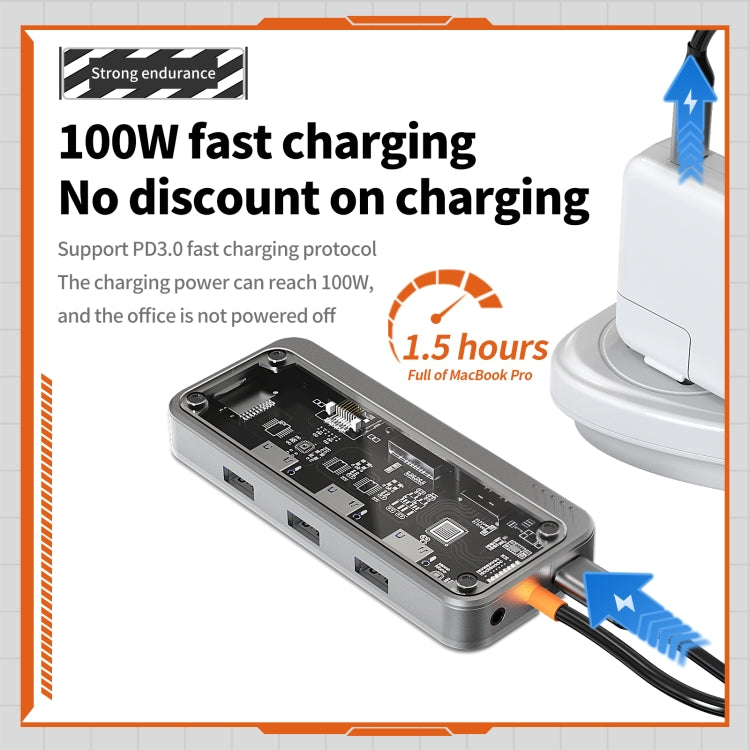 SW10V 10 in 1 Type-C to USB + HDMI + VGA + RJ45 + SD/TF + Audio 3.5 HUB Docking Station(Grey) - free shipping - PMC Jewellery - Order now!