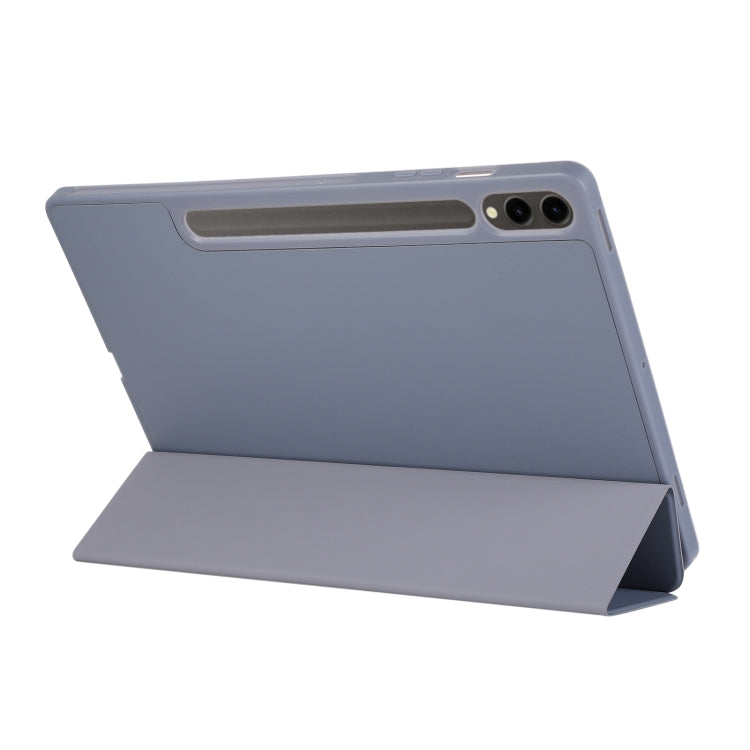 For Samsung Galaxy Tab S9 FE+ 3-Fold Pure Color TPU Leather Tablet Case with Pen Slot(Lavender) - Galaxy Tab S9 FE+ by PMC Jewellery | Online Shopping South Africa | PMC Jewellery | Buy Now Pay Later Mobicred