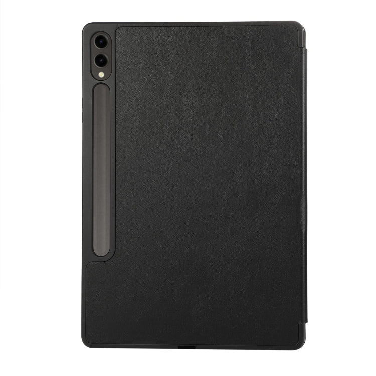 For Samsung Galaxy Tab S9+ 3-Fold Pure Color TPU Leather Tablet Case with Pen Slot(Black) - Galaxy Tab S9+ Cases by PMC Jewellery | Online Shopping South Africa | PMC Jewellery