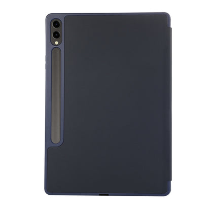 For Samsung Galaxy Tab S9+ 3-Fold Pure Color TPU Leather Tablet Case with Pen Slot(Dark Blue) - Galaxy Tab S9+ Cases by PMC Jewellery | Online Shopping South Africa | PMC Jewellery