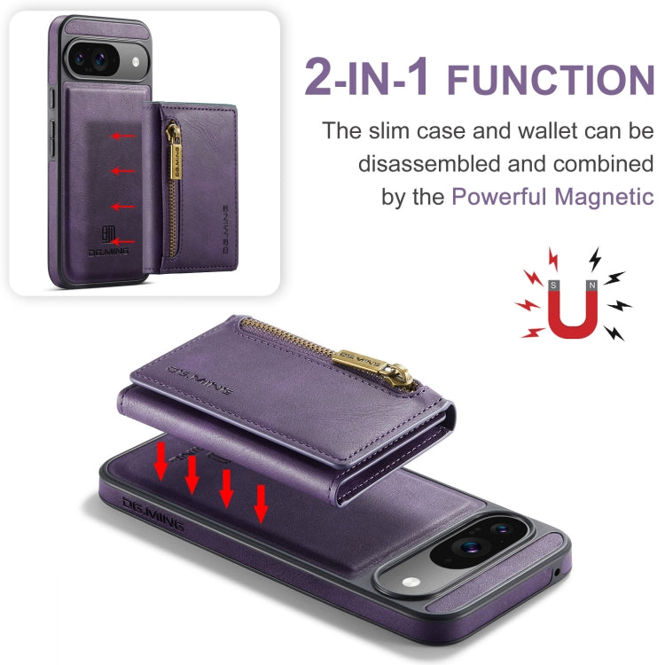 For Google Pixel 9 / 9 Pro DG.MING M5 Series Zip RFID Multi Card Detachable Leather Phone Case(Purple) - free shipping - PMC Jewellery - Order now!
