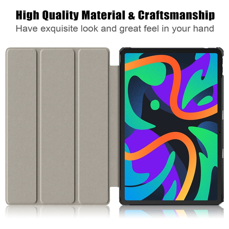 For Lenovo Tab M11/ Xiaoxin Pad 11 2024 Custer Texture 3-Fold Holder Leather Smart Tablet Case(Grey) - Lenovo by PMC Jewellery | Online Shopping South Africa | PMC Jewellery | Buy Now Pay Later Mobicred