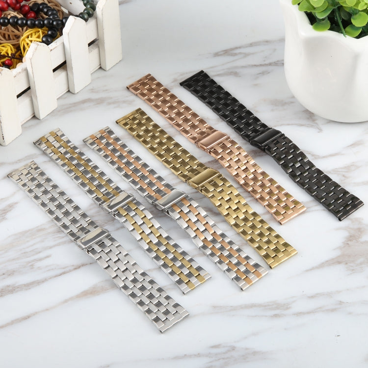 22mm Universal Five Beads Stainless Steel Watch Band(Silver Gold) - free shipping - PMc TechLife - Order now!