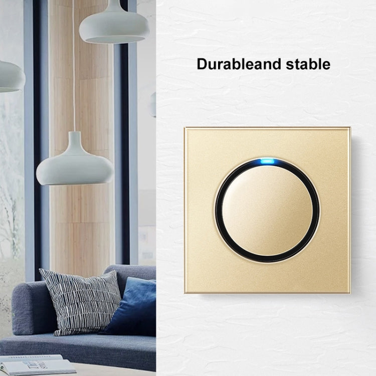 86mm Round LED Tempered Glass Switch Panel, Gold Round Glass, Style:Two Open Dual Control - Switch by PMC Jewellery | Online Shopping South Africa | PMC Jewellery | Buy Now Pay Later Mobicred