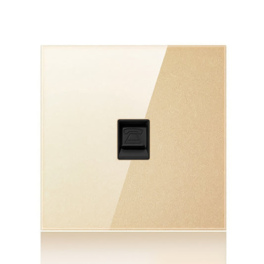 86mm Round LED Tempered Glass Switch Panel, Gold Round Glass, Style:Telephone Socket - Switch by PMC Jewellery | Online Shopping South Africa | PMC Jewellery | Buy Now Pay Later Mobicred