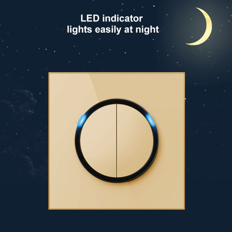 86mm Round LED Tempered Glass Switch Panel, Gold Round Glass, Style:Telephone-Computer Socket - free shipping - PMC Jewellery - Order now!