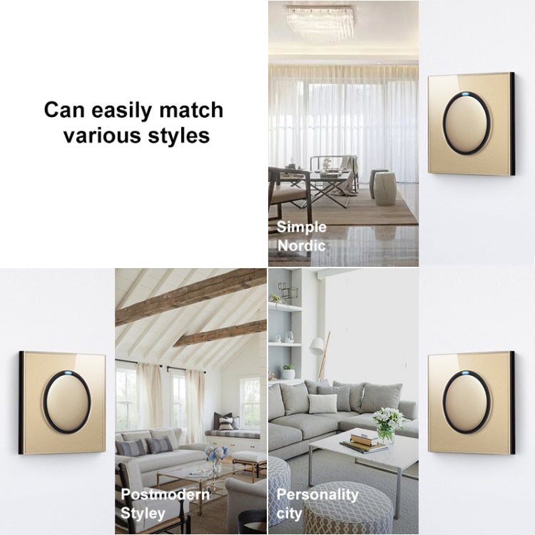 86mm Round LED Tempered Glass Switch Panel, Gold Round Glass, Style:Telephone-Computer Socket - free shipping - PMC Jewellery - Order now!