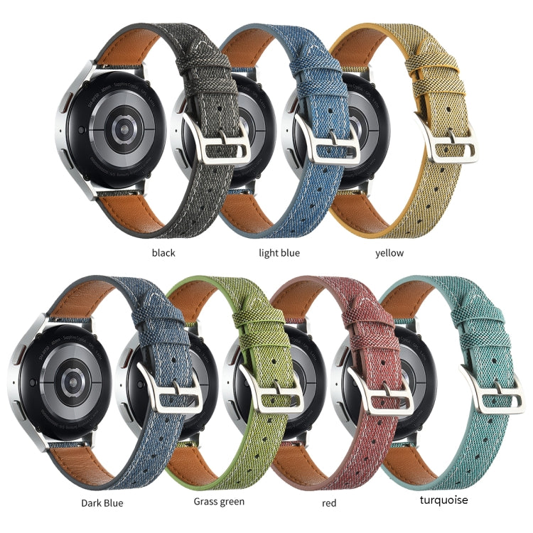 20mm Universal Denim Leather Buckle Watch Band(Turquoise) - free shipping - PMc TechLife - Order now!