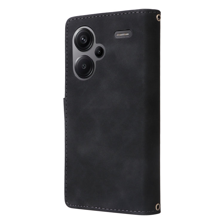 For Xiaomi Redmi Note 13 Pro+ Multifunctional Frosted Zipper Wallet Leather Phone Case(Black) - Note 13 Pro+ Cases by PMC TechLife | Online Shopping South Africa | PMC TechLife | Buy Now Pay Later Mobicred