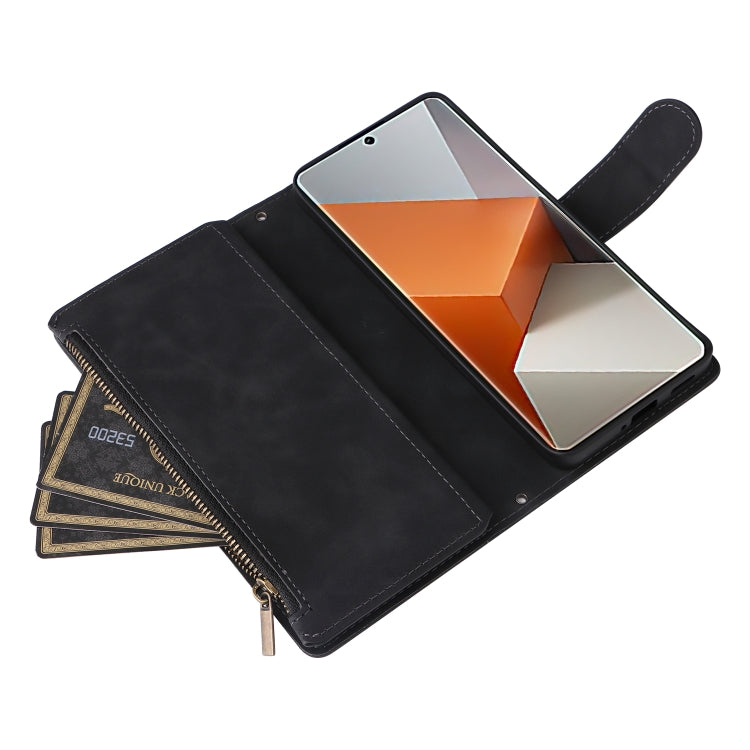 For Xiaomi Redmi Note 13 Pro+ Multifunctional Frosted Zipper Wallet Leather Phone Case(Black) - Note 13 Pro+ Cases by PMC TechLife | Online Shopping South Africa | PMC TechLife | Buy Now Pay Later Mobicred