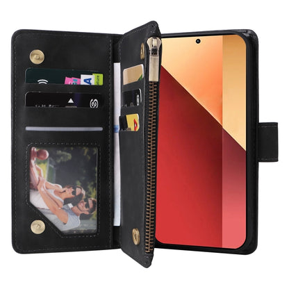 For Xiaomi Redmi Note 13 Pro 4G Multifunctional Frosted Zipper Wallet Leather Phone Case(Black) - Note 13 Pro Cases by PMC Jewellery | Online Shopping South Africa | PMC Jewellery | Buy Now Pay Later Mobicred