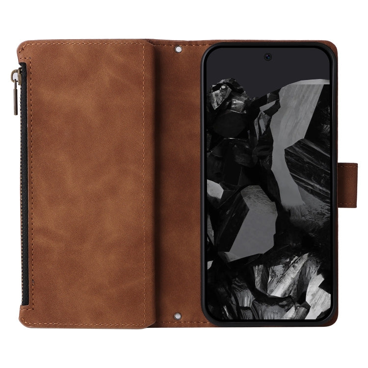 For Google Pixel 9 Pro Multifunctional Multi-Card Wallet Phone Leather Case(Brown) - Google Cases by PMC TechLife | Online Shopping South Africa | PMC TechLife | Buy Now Pay Later Mobicred