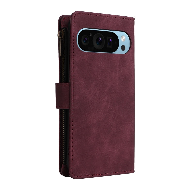 For Google Pixel 9 Multifunctional Multi-Card Wallet Phone Leather Case(Wine Red) - Google Cases by PMC TechLife | Online Shopping South Africa | PMC TechLife | Buy Now Pay Later Mobicred