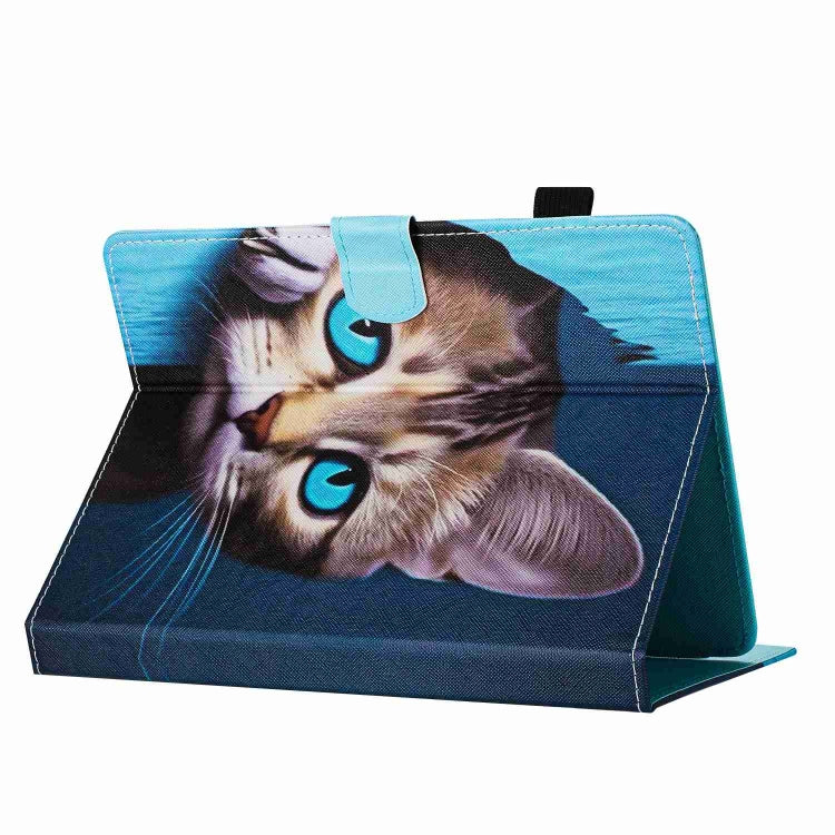 For 10 inch Painted Pattern Stitching Leather Tablet Case(Blue Cat) - 10 - 11 inch by PMC TechLife | Online Shopping South Africa | PMC TechLife | Buy Now Pay Later Mobicred