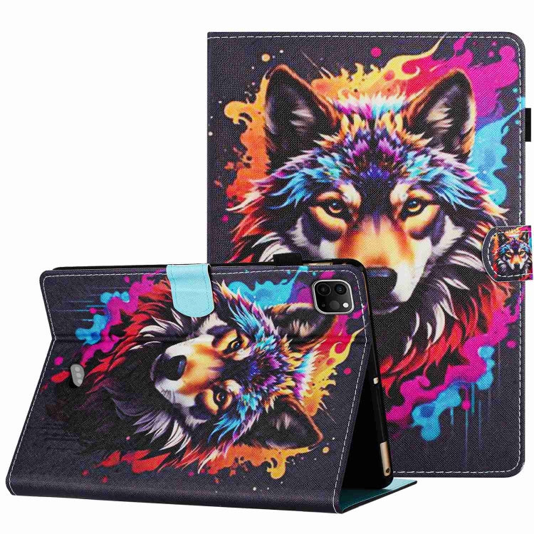 For iPad 11 Pro 2024 / 2020 / Air 4 10.9 Painted Pattern Stitching Smart Leather Tablet Case(Colorful Wolf) - iPad Air (2022) / (2020) 10.9 Cases by PMC Jewellery | Online Shopping South Africa | PMC Jewellery | Buy Now Pay Later Mobicred