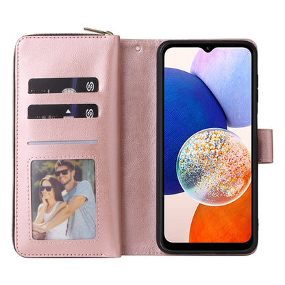 For Samsung Galaxy A15 5G 9-Card Slots Zipper Wallet Bag Leather Phone Case(Rose Gold) - Galaxy Phone Cases by PMC Jewellery | Online Shopping South Africa | PMC Jewellery | Buy Now Pay Later Mobicred