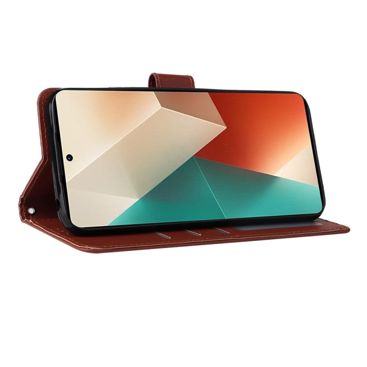 For Xiaomi Redmi Note 13 5G Multifunctional Horizontal Flip Leather Phone Case with Three Card Slot(Brown) - Note 13 Cases by PMC TechLife | Online Shopping South Africa | PMC TechLife | Buy Now Pay Later Mobicred
