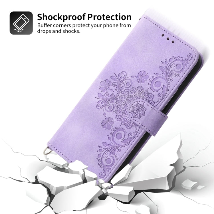 For Google Pixel 9 Skin-feel Flowers Embossed Wallet Leather Phone Case(Purple) - Google Cases by PMC Jewellery | Online Shopping South Africa | PMC Jewellery | Buy Now Pay Later Mobicred