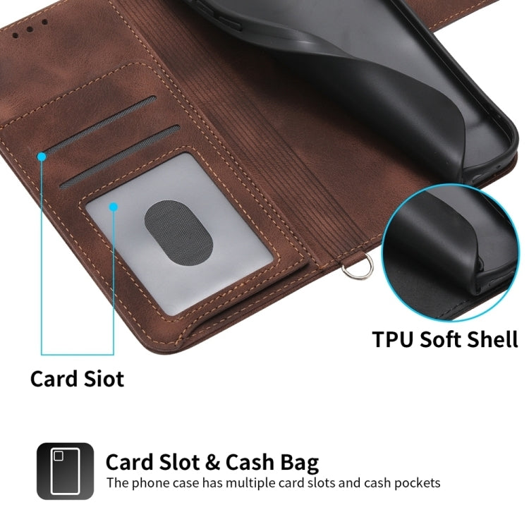 For Google Pixel 9 Pro Skin-feel Flowers Embossed Wallet Leather Phone Case(Brown) - Google Cases by PMC TechLife | Online Shopping South Africa | PMC TechLife | Buy Now Pay Later Mobicred
