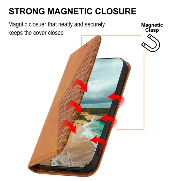 For Google Pixel 9 Cubic Grid Calf Texture Magnetic Leather Phone Case(Yellow) - Google Cases by PMC TechLife | Online Shopping South Africa | PMC TechLife | Buy Now Pay Later Mobicred