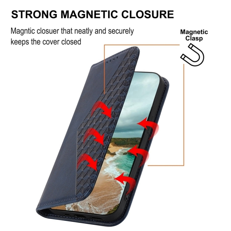 For Google Pixel 9 Pro Cubic Grid Calf Texture Magnetic Leather Phone Case(Blue) - Google Cases by PMC TechLife | Online Shopping South Africa | PMC TechLife | Buy Now Pay Later Mobicred