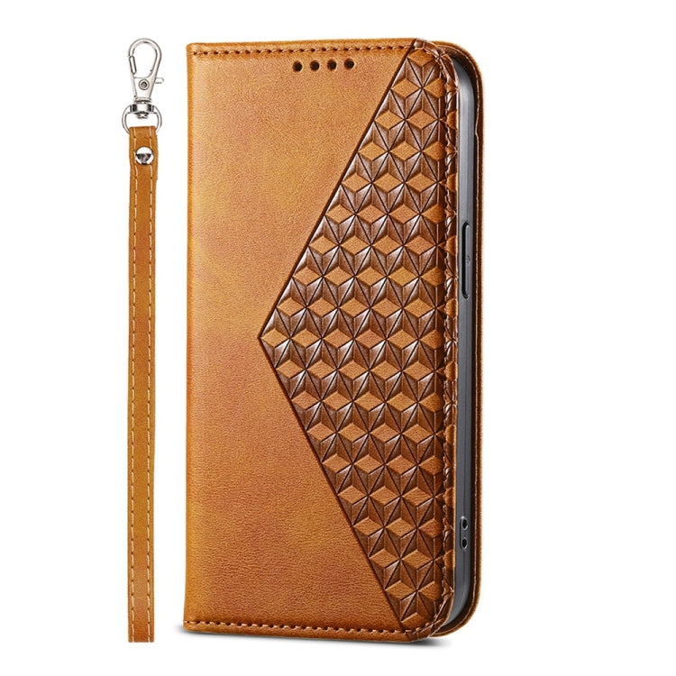 For Google Pixel 9 Pro Cubic Grid Calf Texture Magnetic Leather Phone Case(Yellow) - Google Cases by PMC TechLife | Online Shopping South Africa | PMC TechLife | Buy Now Pay Later Mobicred