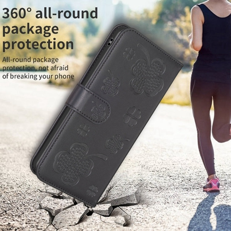 For vivo Y27 4G Four-leaf Embossed Leather Phone Case(Black) - vivo Cases by PMC TechLife | Online Shopping South Africa | PMC TechLife